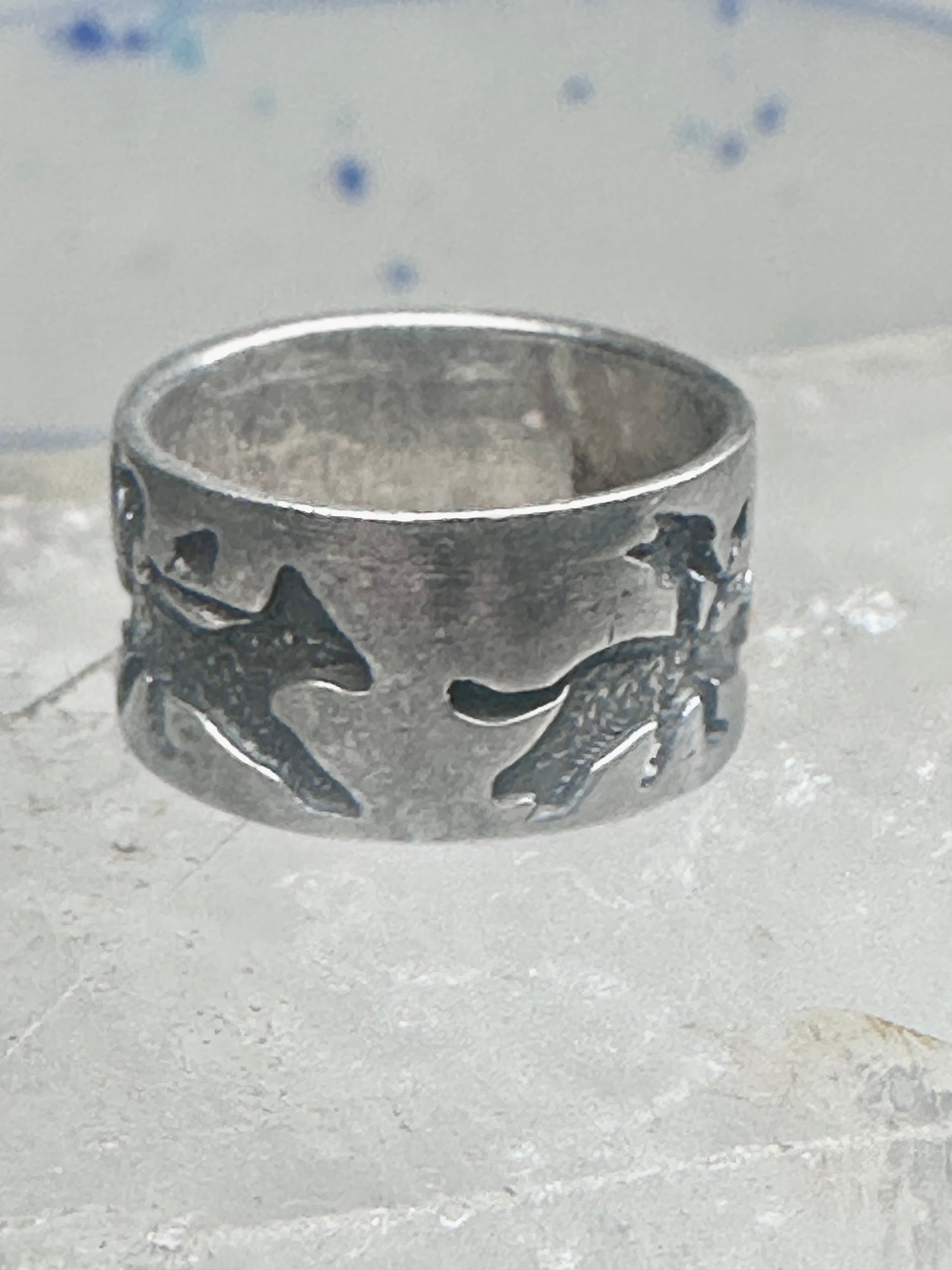 Horse ring storyteller Native American band size 5.5 sterling silver women