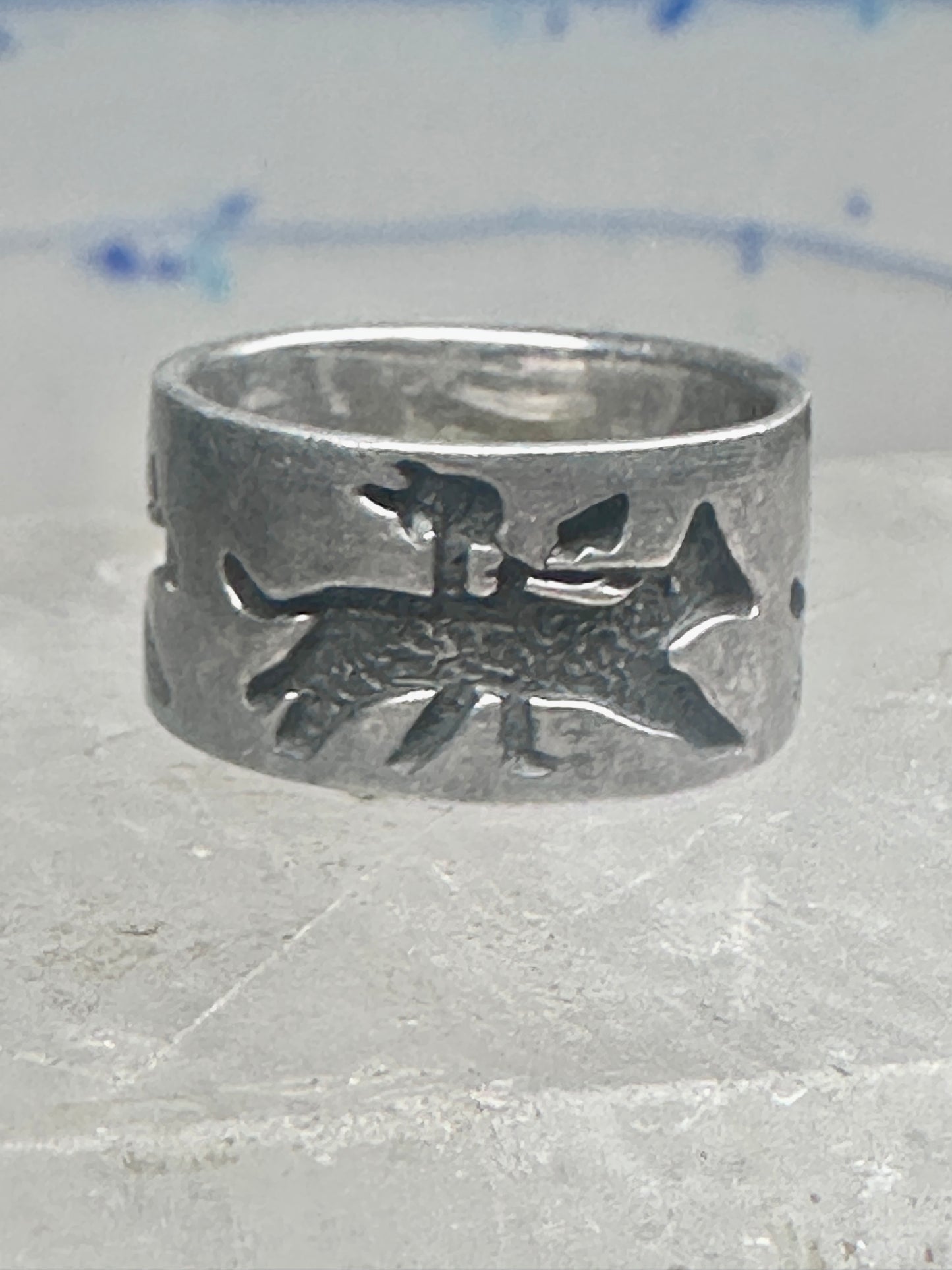 Horse ring storyteller Native American band size 5.5 sterling silver women