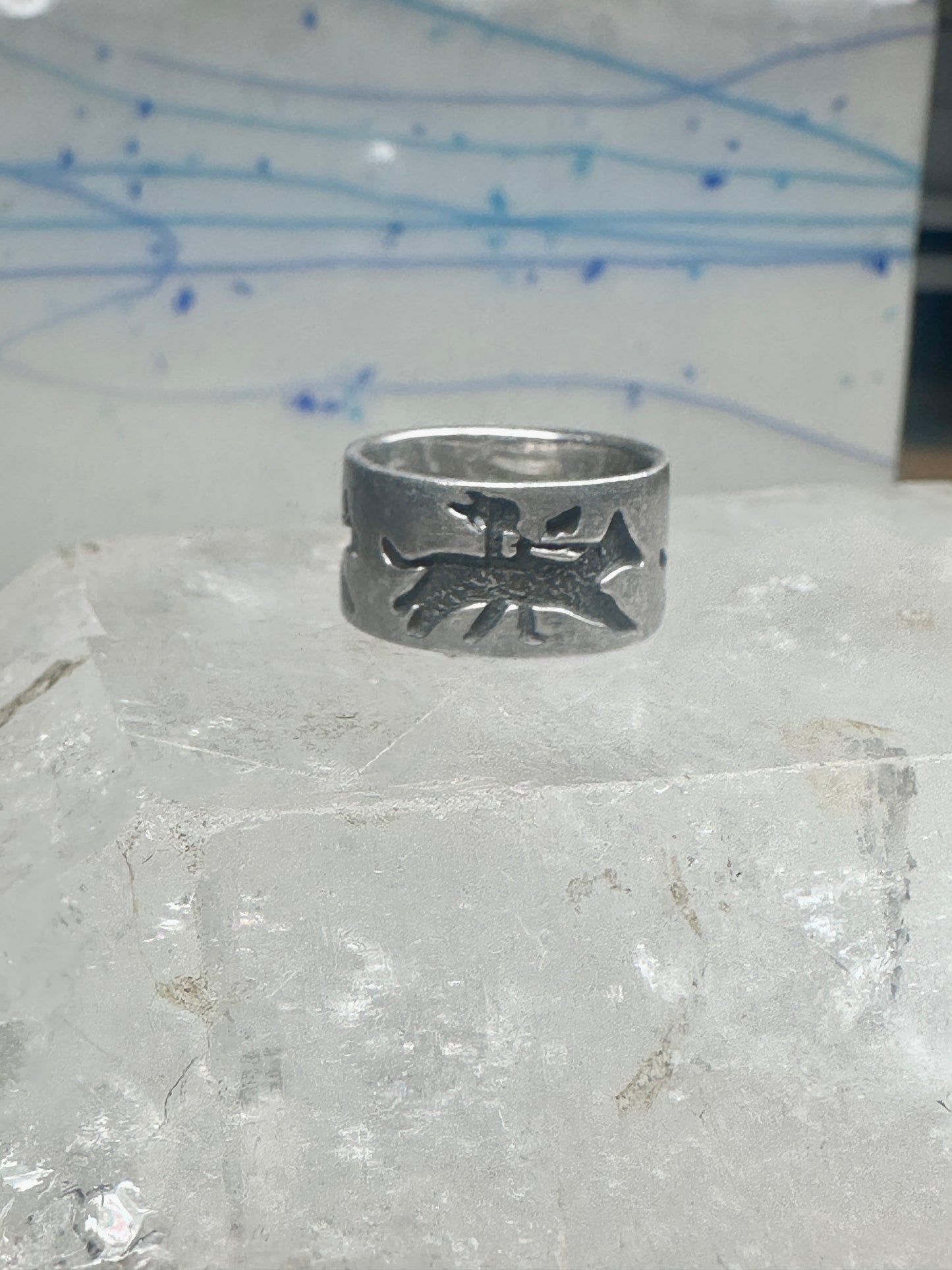Horse ring storyteller Native American band size 5.5 sterling silver women
