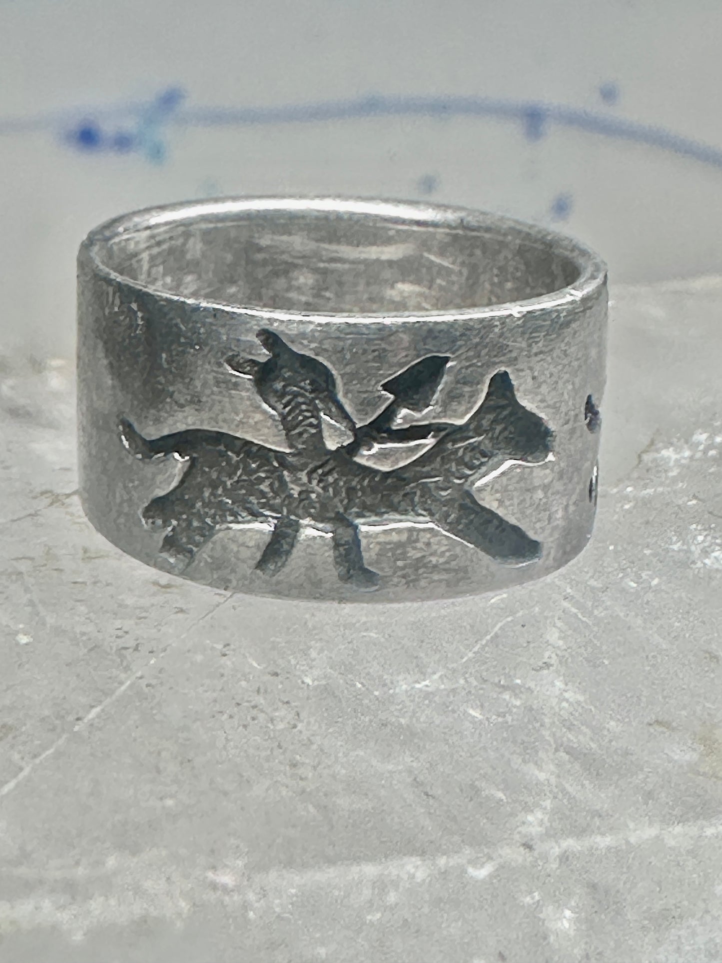 Horse ring storyteller Native American band size 5.5 sterling silver women