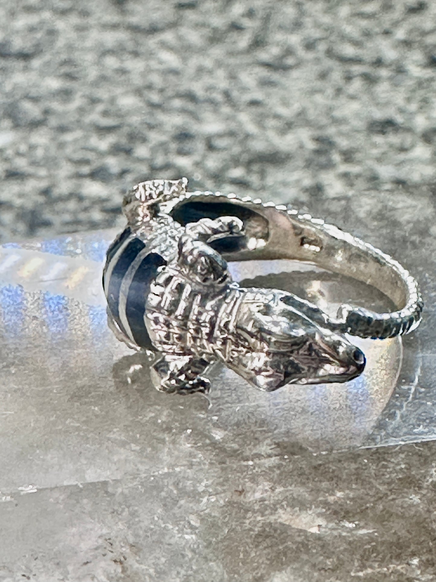 Lizard ring reptile gecko iguana band size 9 Sterling silver women men