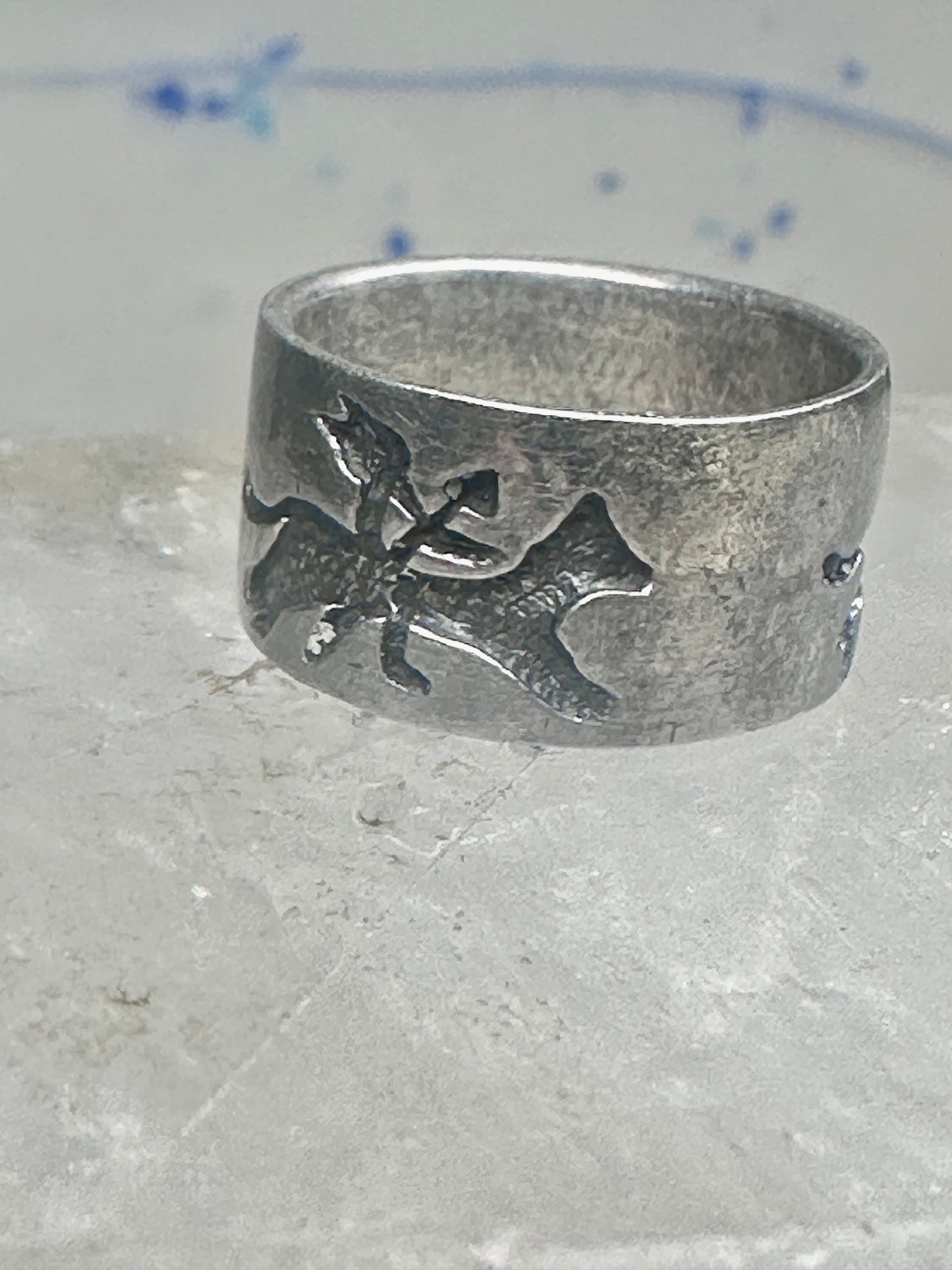 Horse ring storyteller Native American band size 5.5 sterling silver women