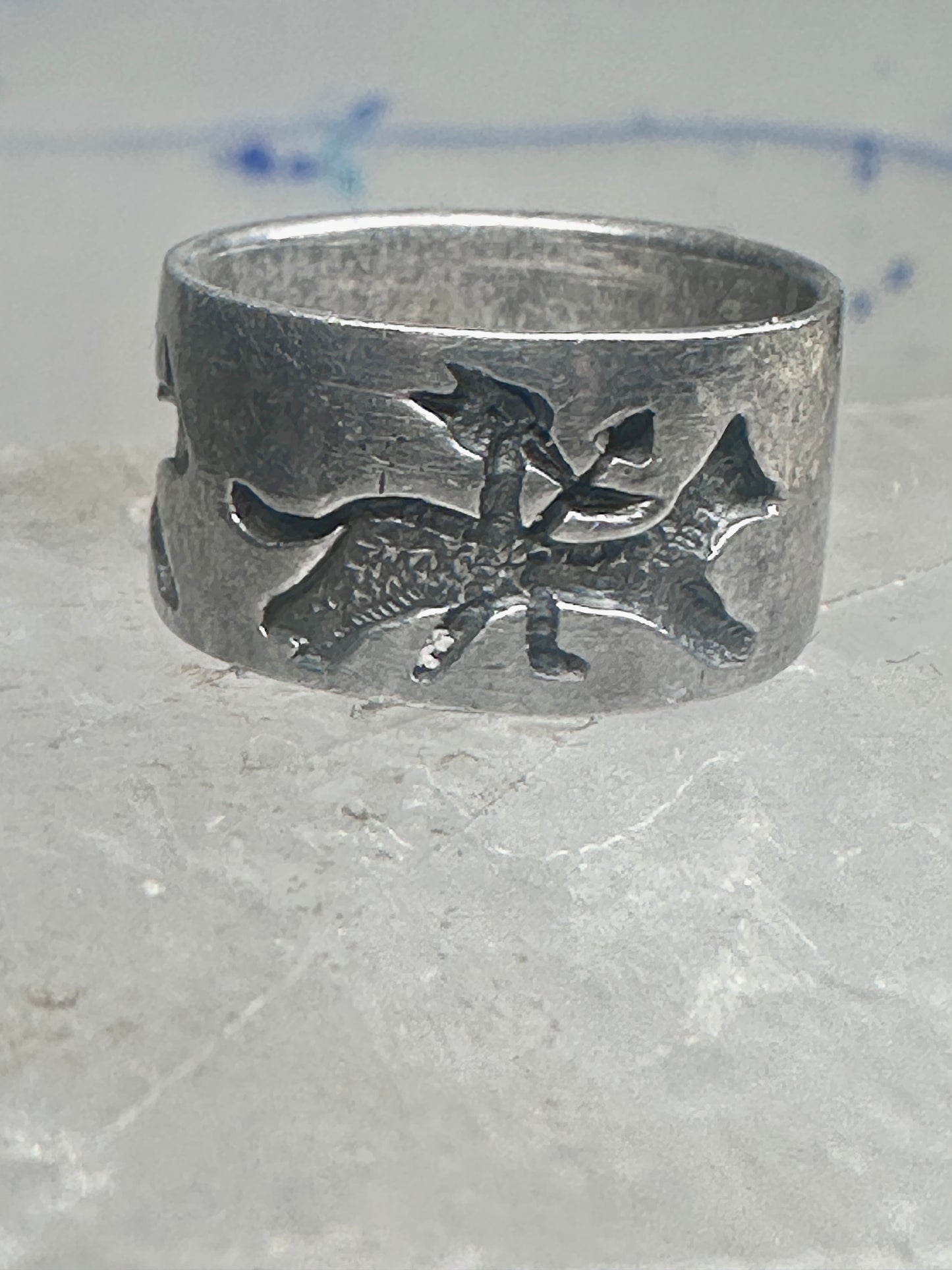 Horse ring storyteller Native American band size 5.5 sterling silver women