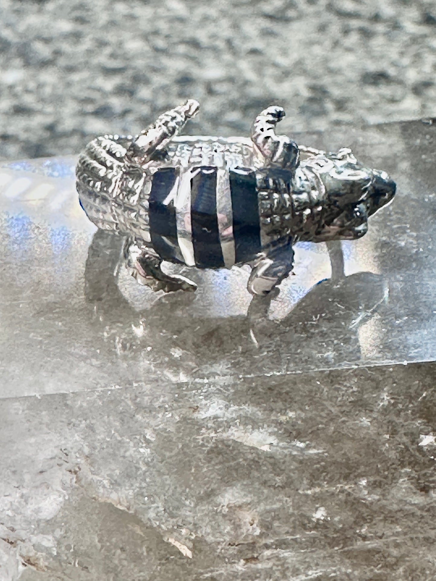 Lizard ring reptile gecko iguana band size 9 Sterling silver women men