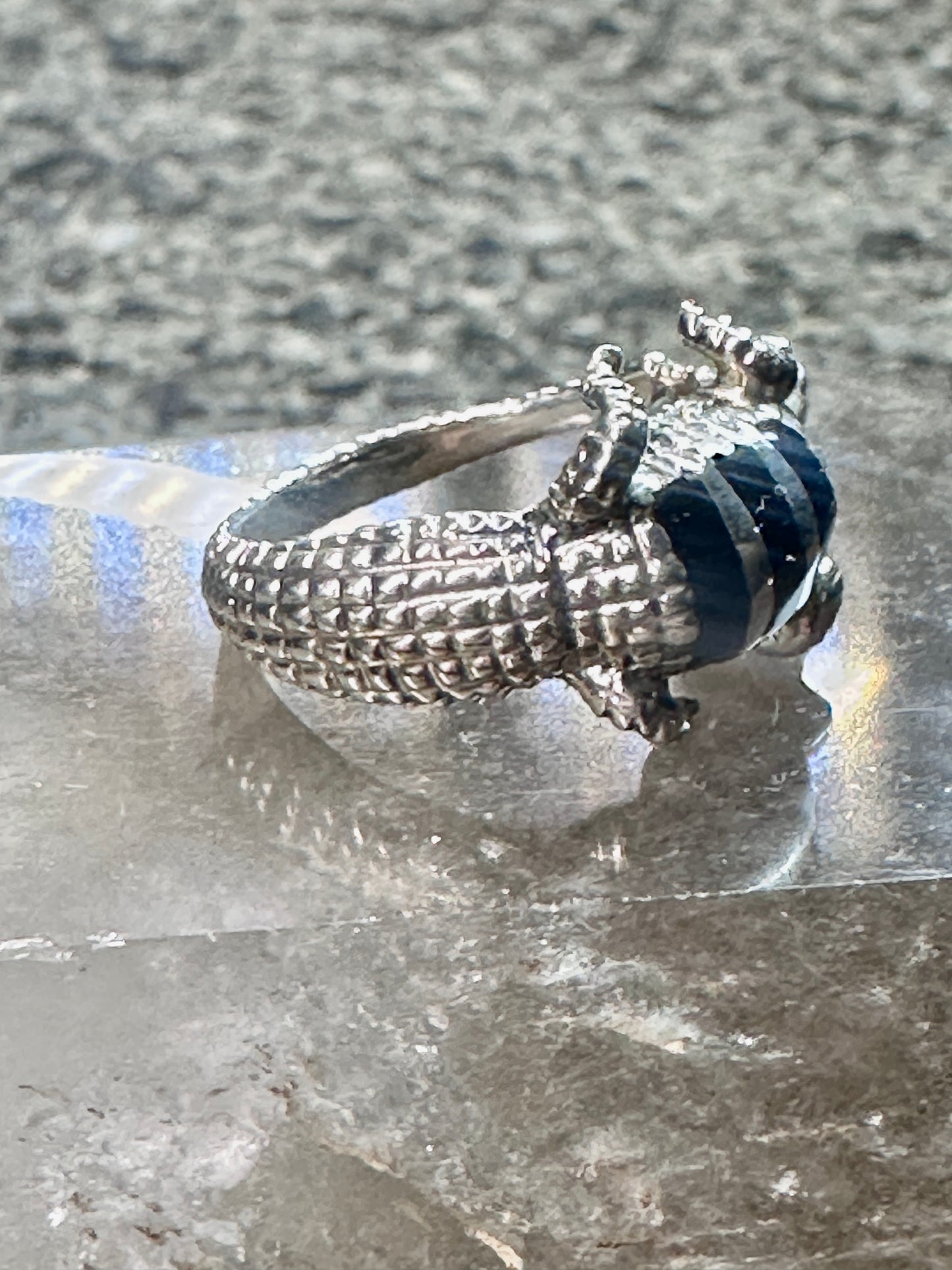 Lizard ring reptile gecko iguana band size 9 Sterling silver women men