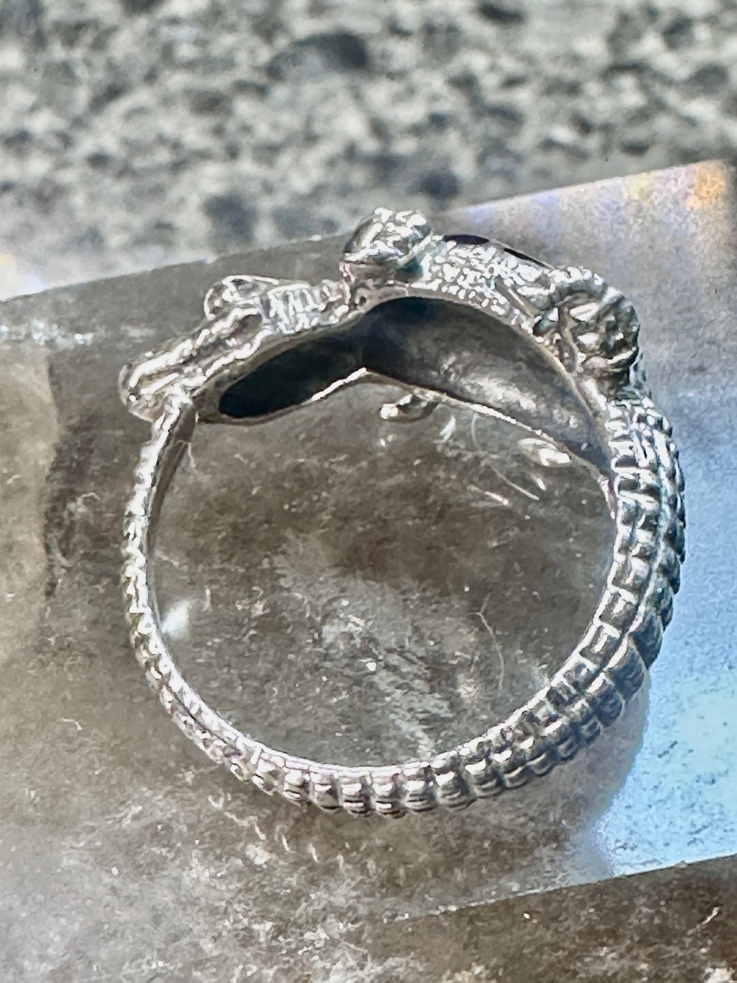 Lizard ring reptile gecko iguana band size 9 Sterling silver women men