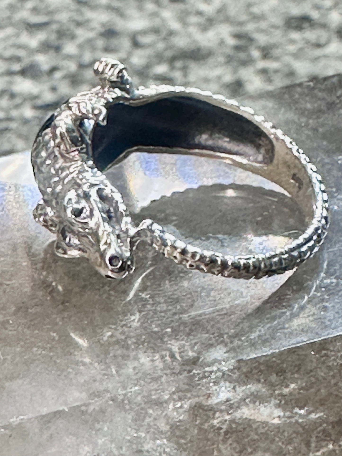 Lizard ring reptile gecko iguana band size 9 Sterling silver women men