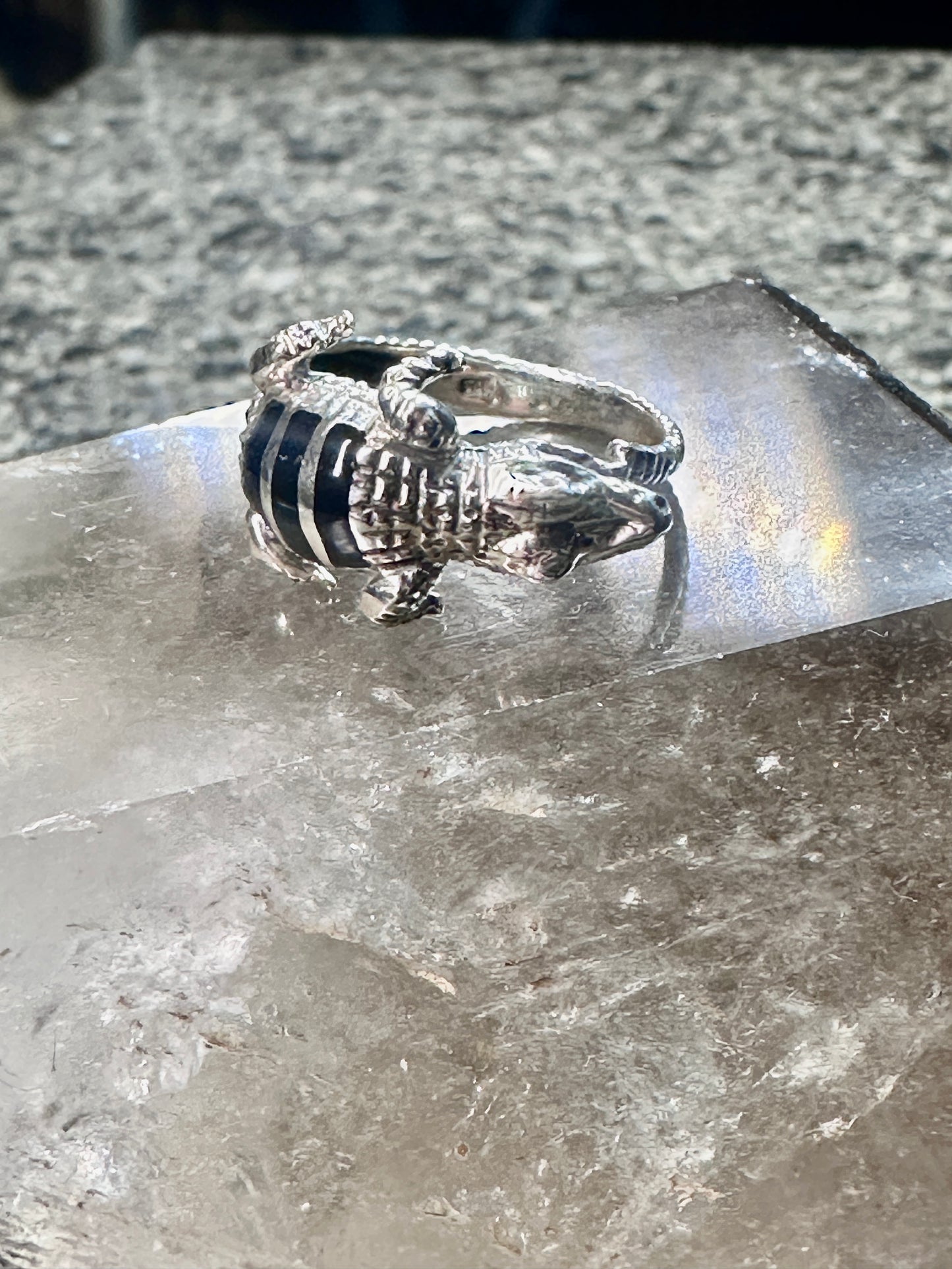 Lizard ring reptile gecko iguana band size 9 Sterling silver women men