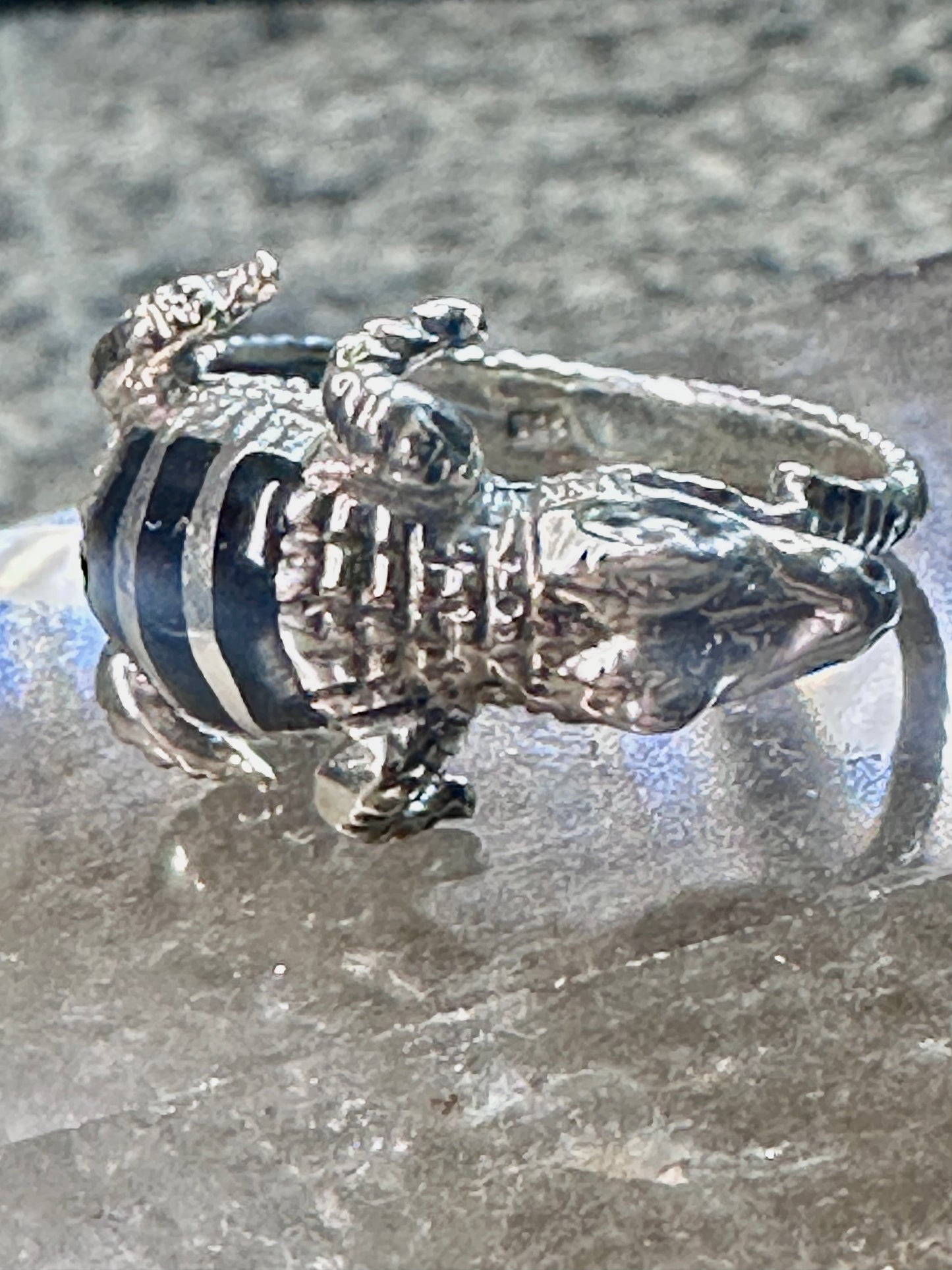 Lizard ring reptile gecko iguana band size 9 Sterling silver women men