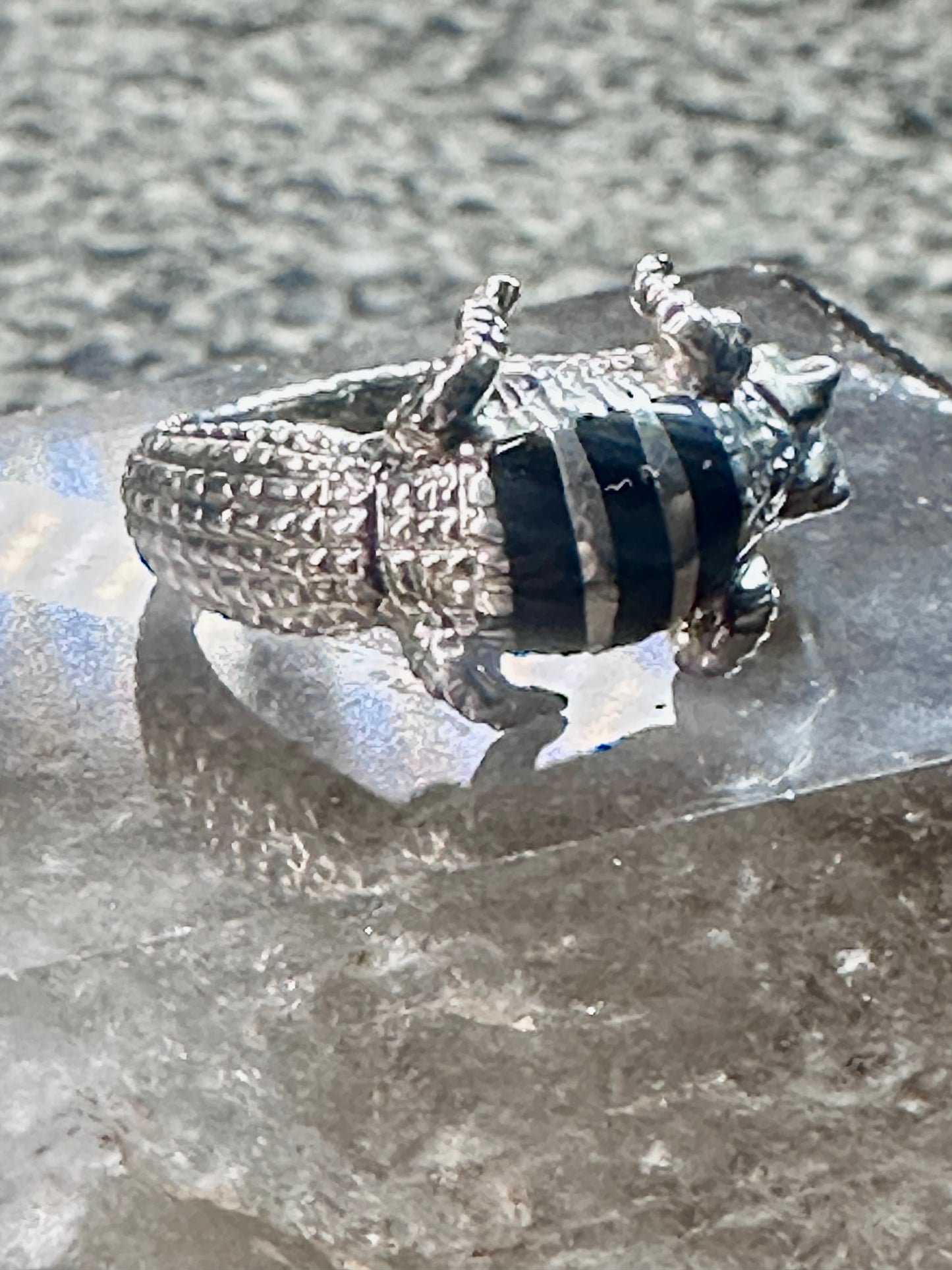 Lizard ring reptile gecko iguana band size 9 Sterling silver women men