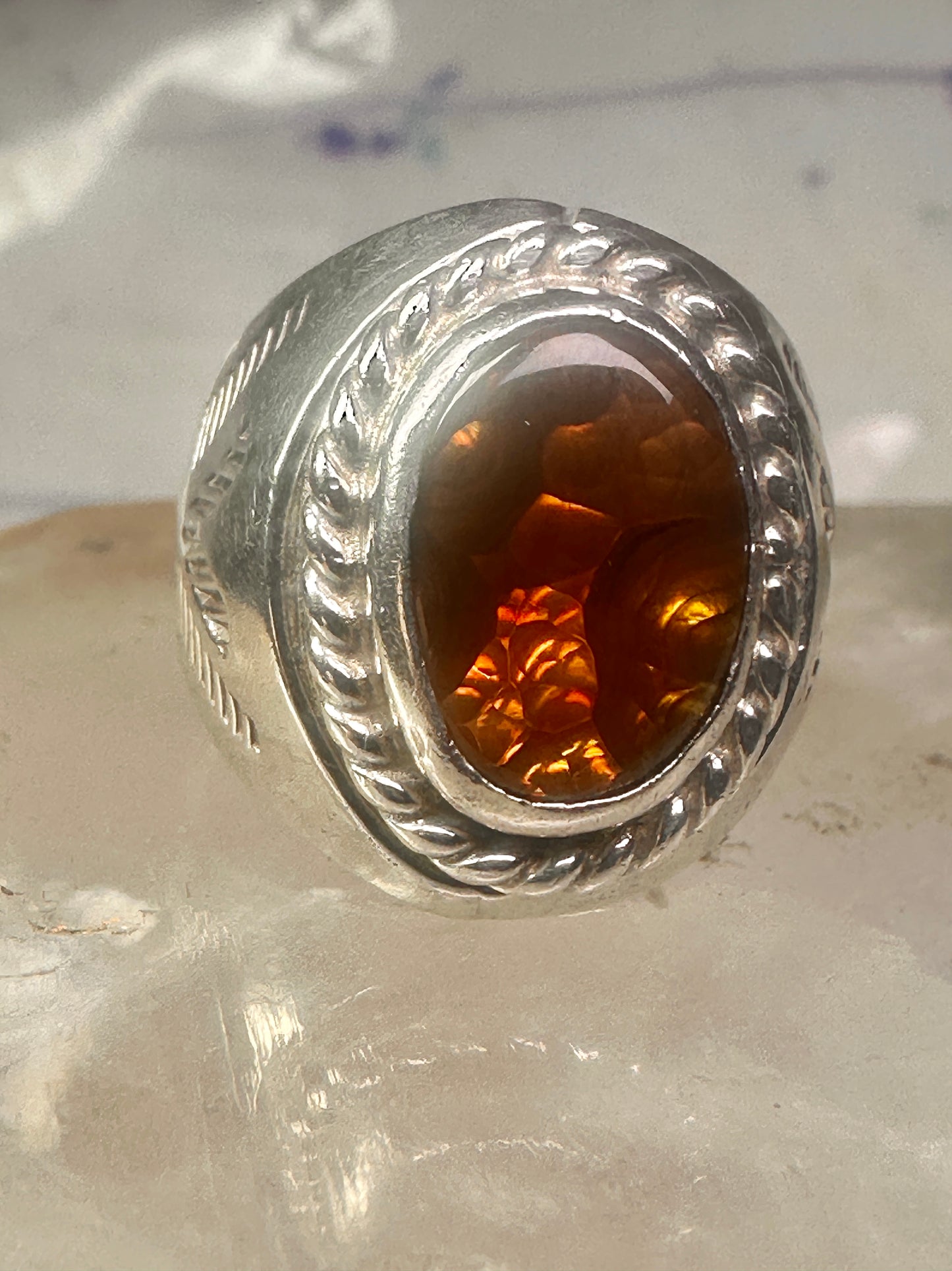 Fire Agate ring Navajo band size 8.50 sterling silver women men