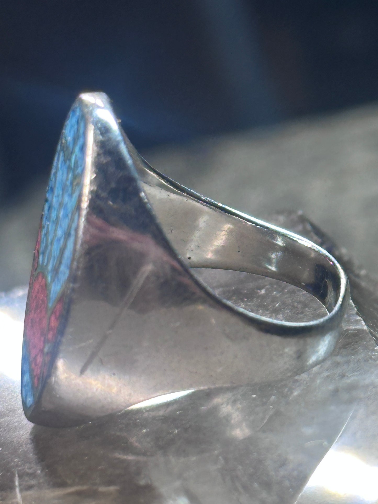 Sunrise ring sunset band seagulls turquoise coral southwest size 9.75 Sterling silver women men