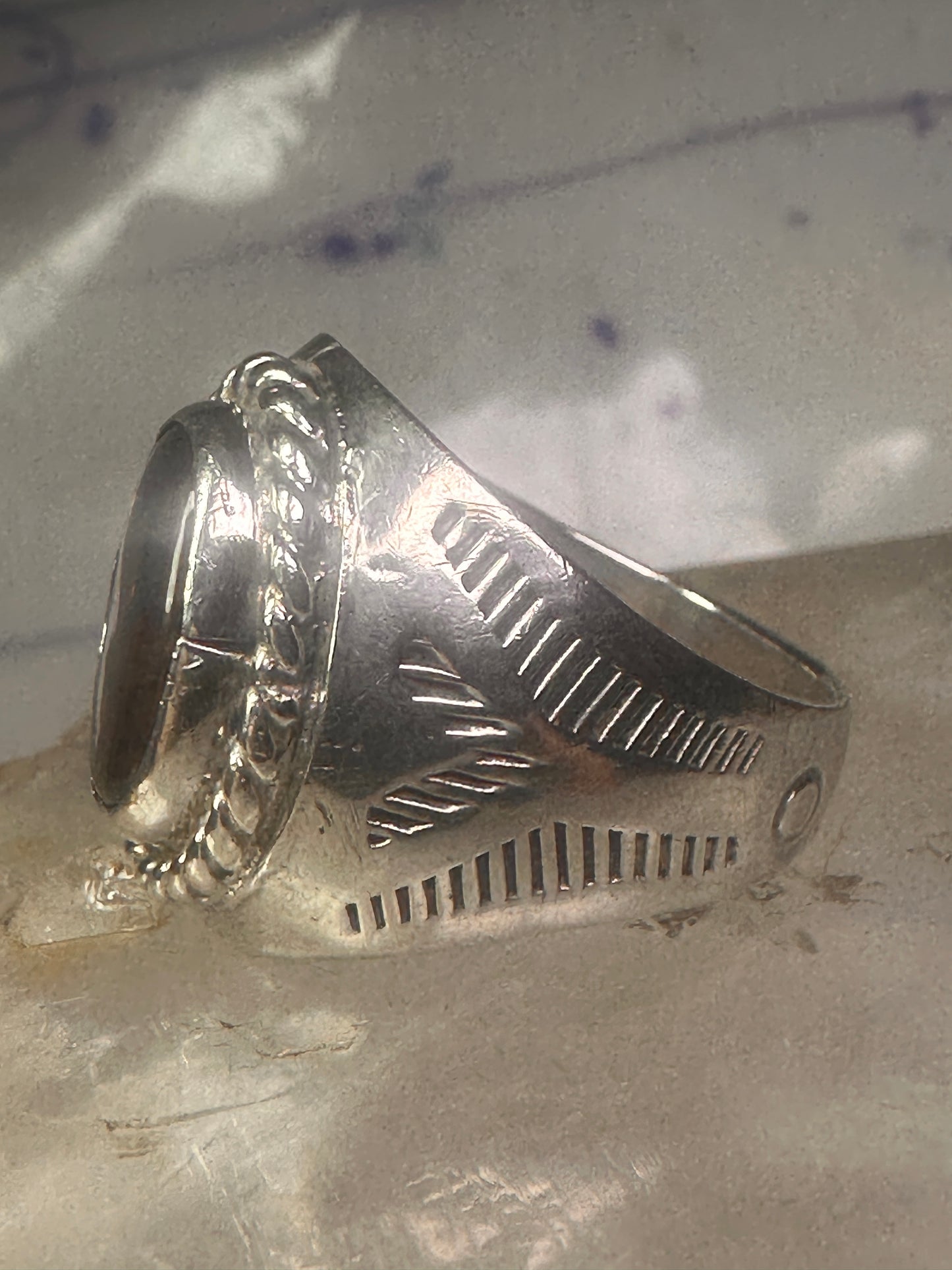 Fire Agate ring Navajo band size 8.50 sterling silver women men