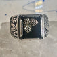 Black Hills Gold ring Leaves Onyx band size 11 sterling silver men