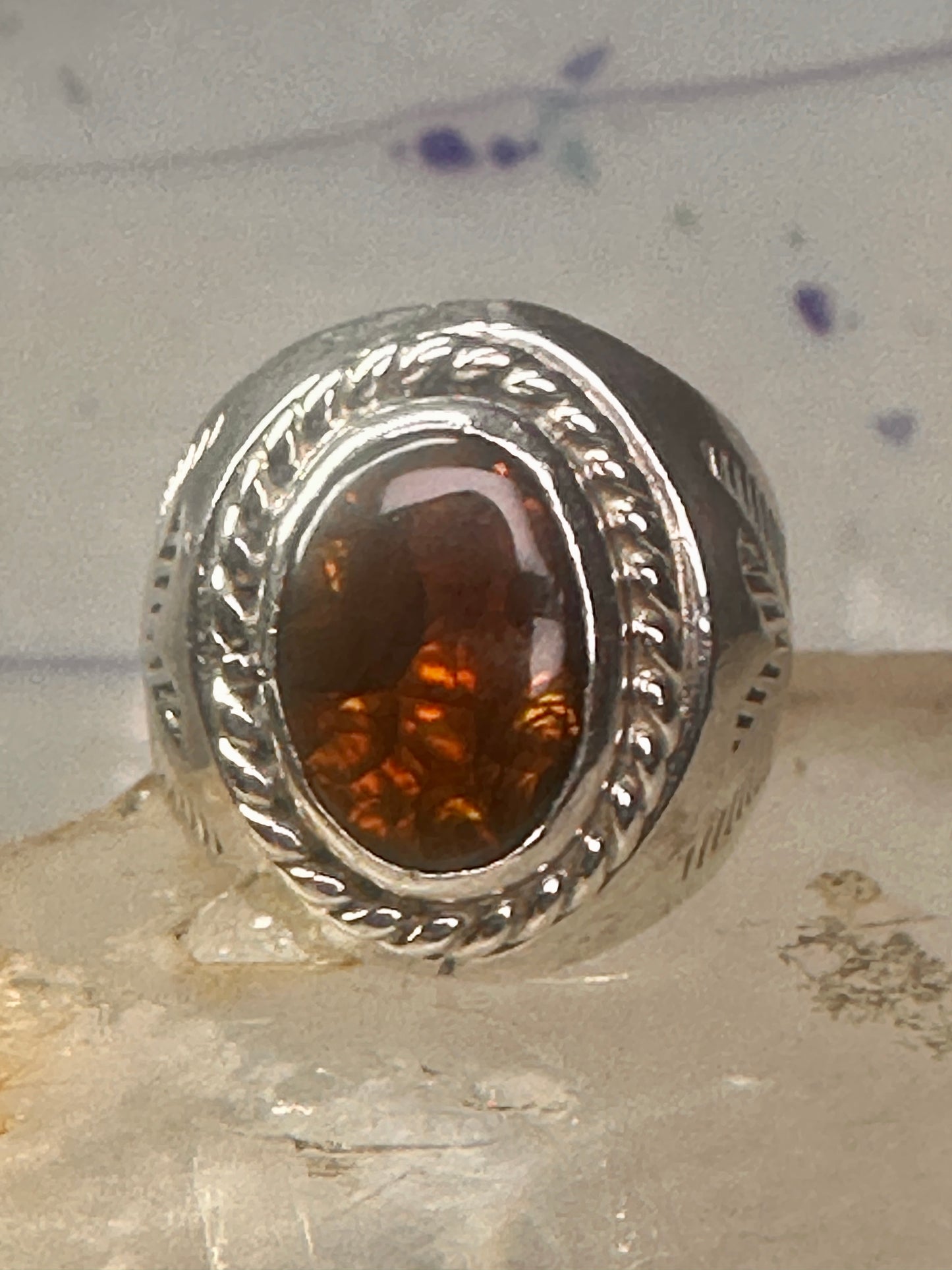 Fire Agate ring Navajo band size 8.50 sterling silver women men