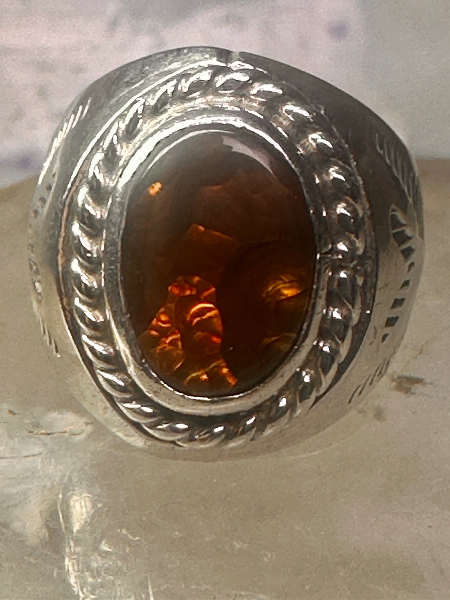 Fire Agate ring Navajo band size 8.50 sterling silver women men