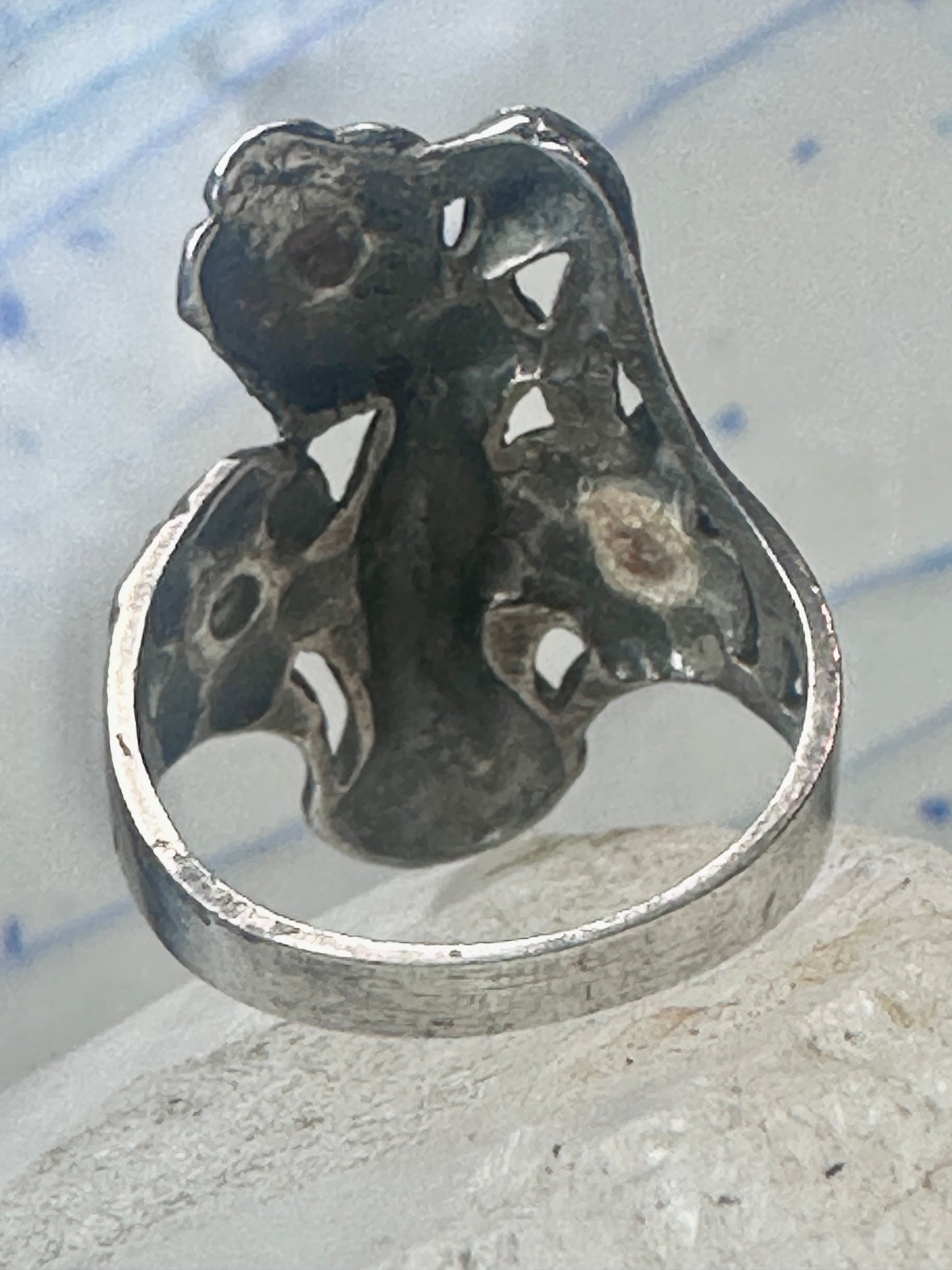 Vintage figurative lady flower band ring size 9.50 sterling silver women
