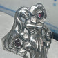 Vintage figurative lady flower band ring size 9.50 sterling silver women