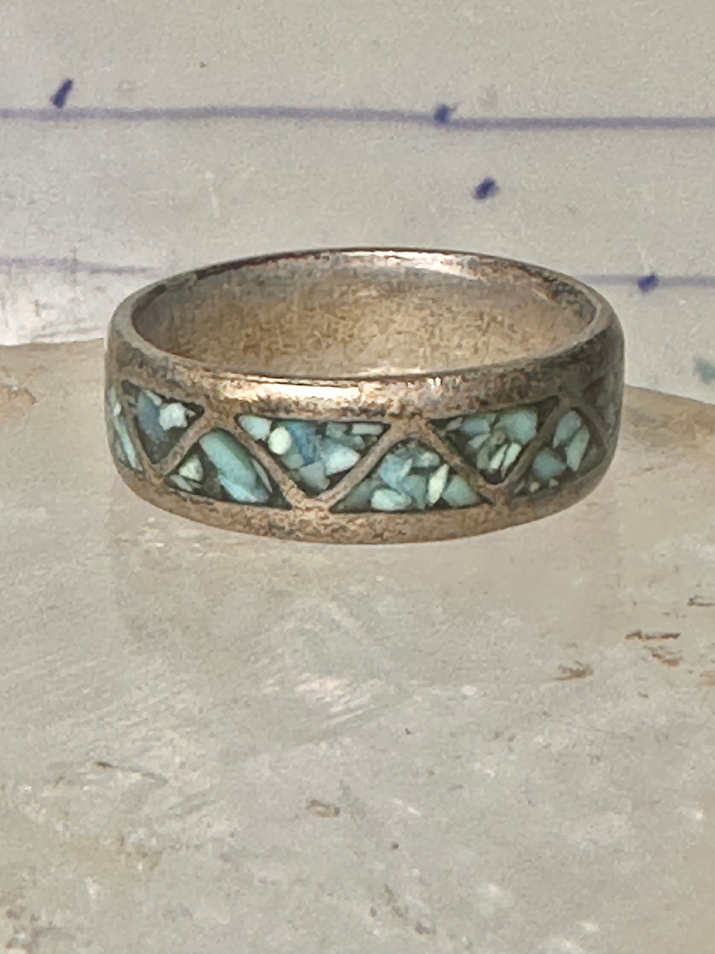Zuni ring turquoise wedding band size 11.25 sterling silver women men