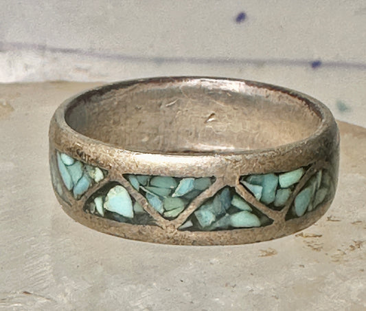Zuni ring turquoise wedding band size 11.25 sterling silver women men
