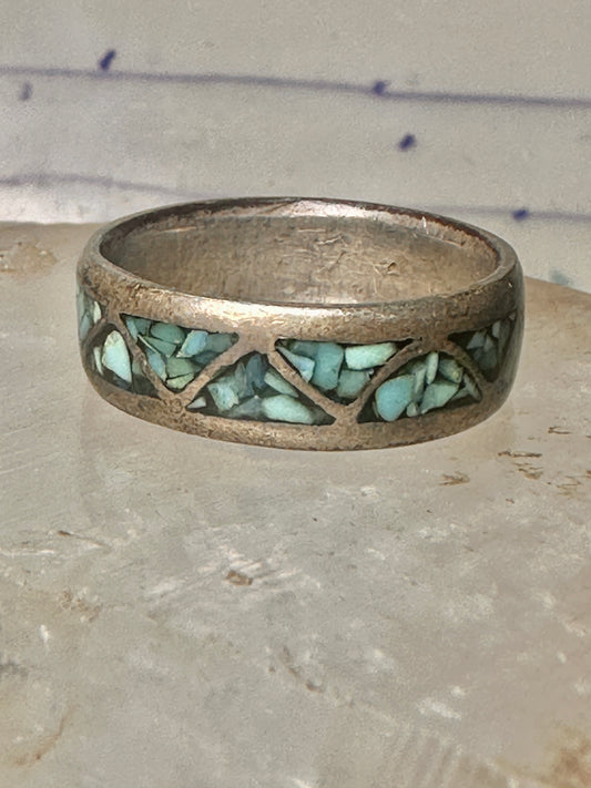 Zuni ring turquoise wedding band size 11.25 sterling silver women men