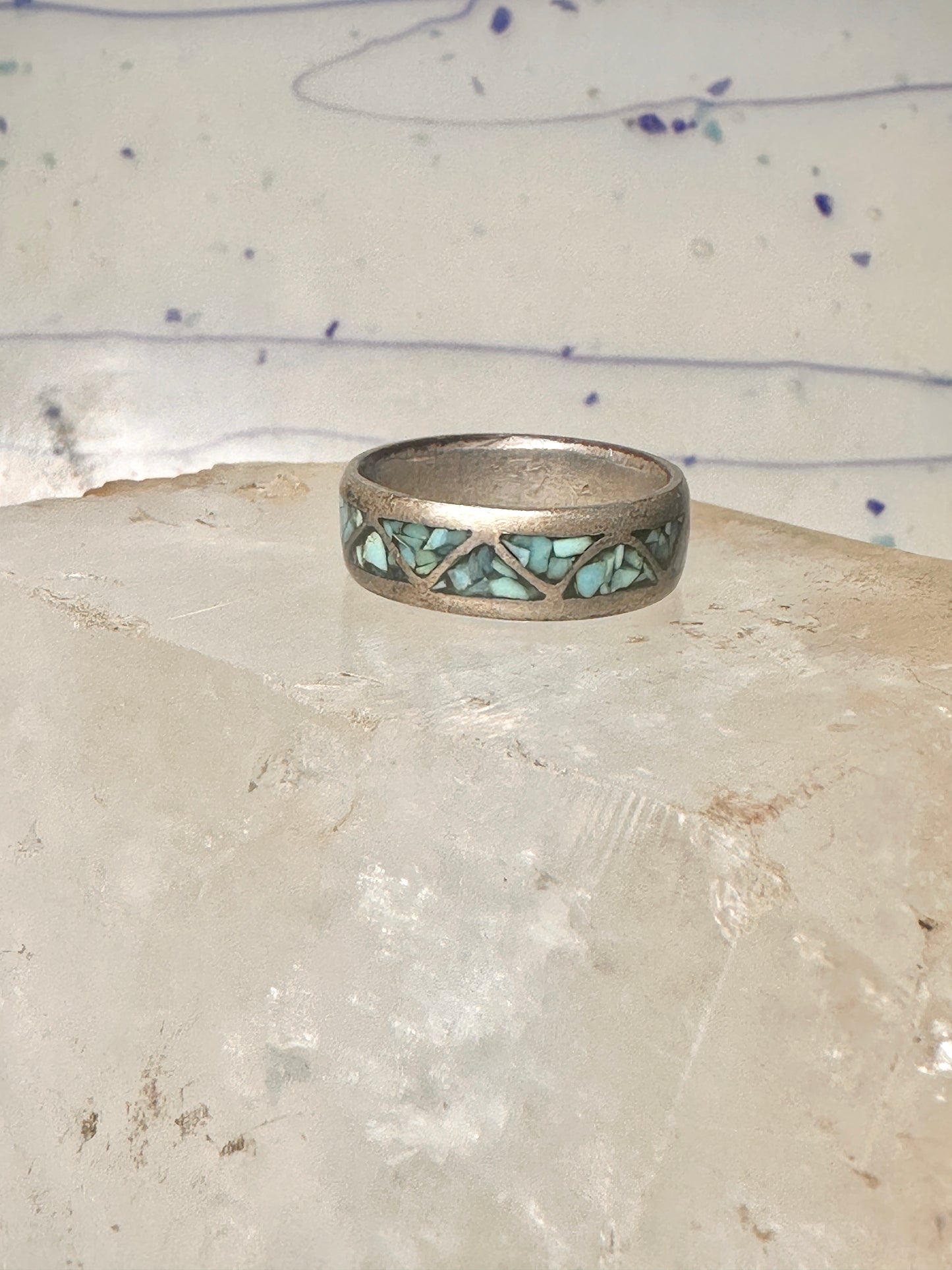 Zuni ring turquoise wedding band size 11.25 sterling silver women men