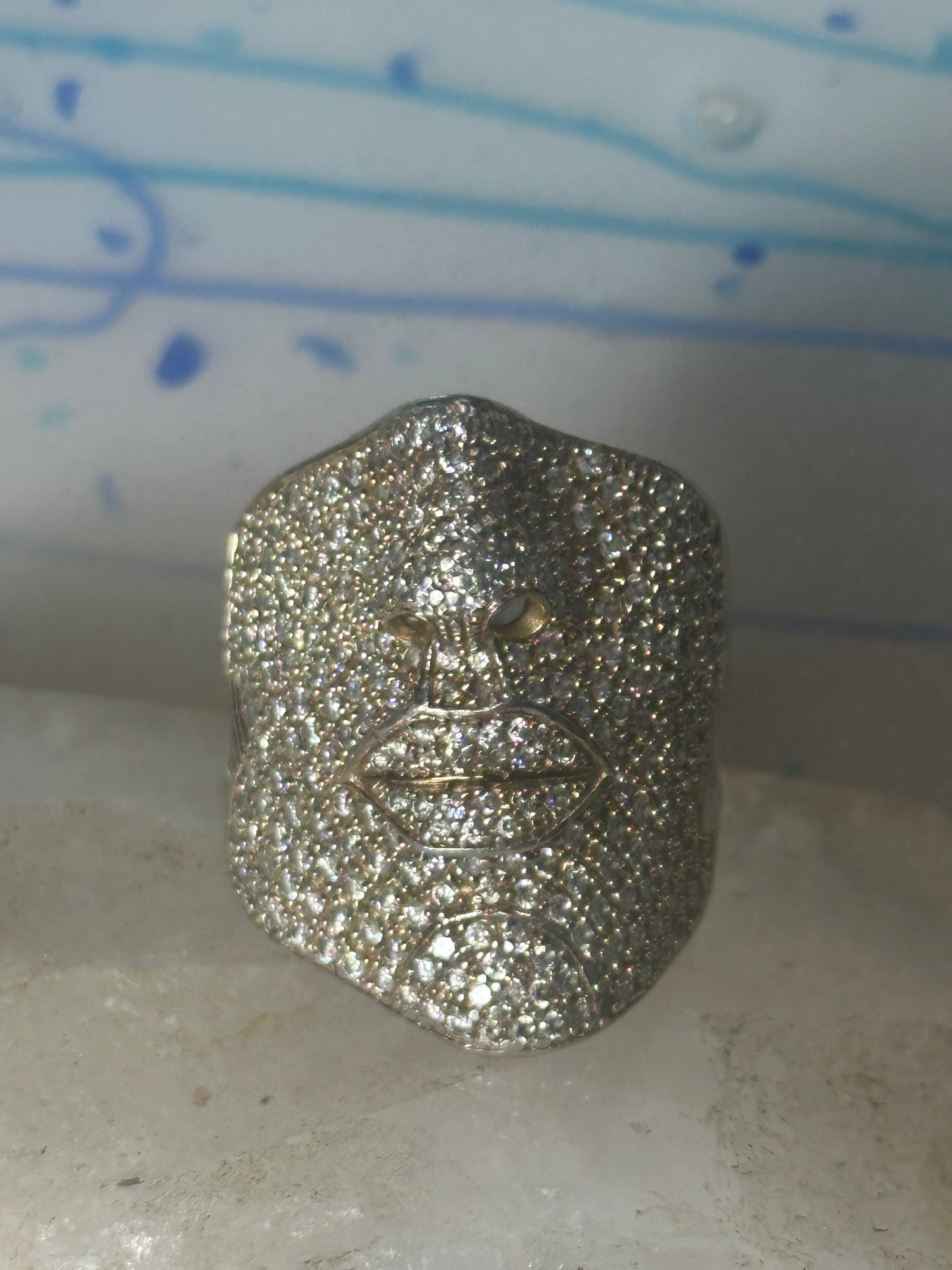Sonia Bitton ring face band CZ size 8.50 sterling silver women
