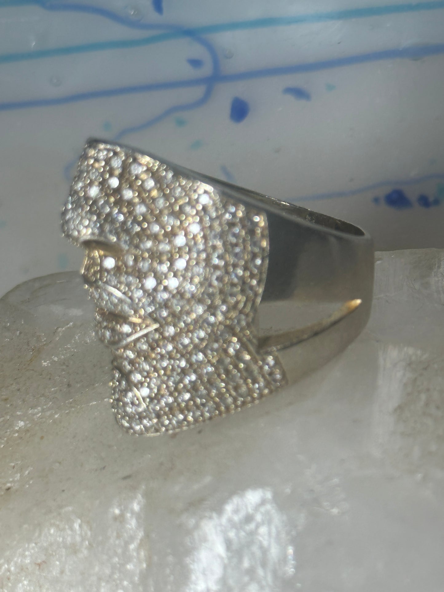 Sonia Bitton ring face band CZ size 8.50 sterling silver women