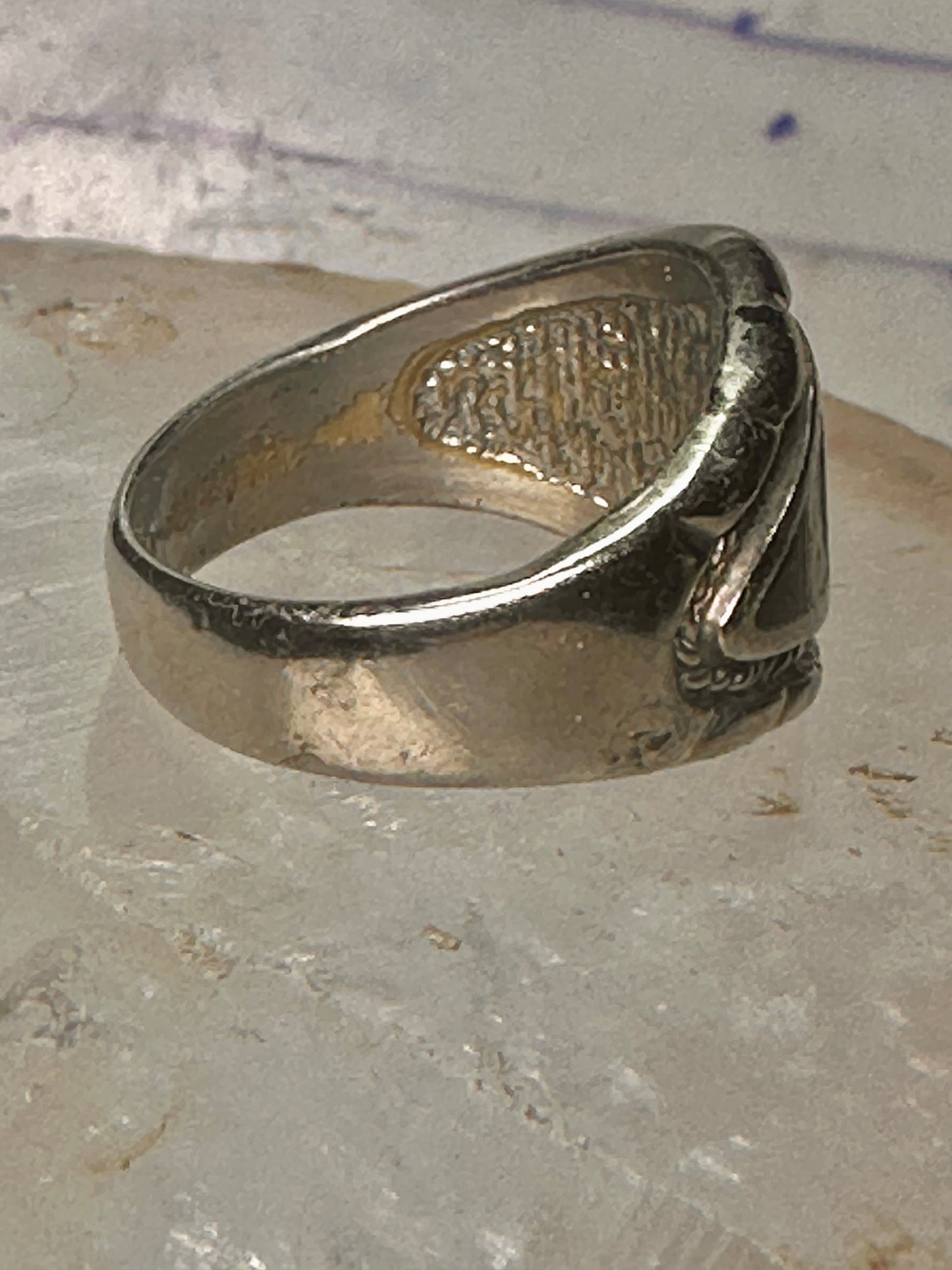 Turquoise chip ring onyx band size 10 sterling silver women men