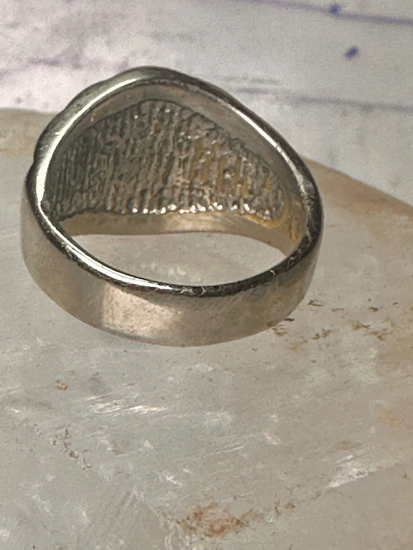 Turquoise chip ring onyx band size 10 sterling silver women men