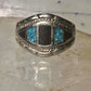 Turquoise chip ring onyx band size 10 sterling silver women men