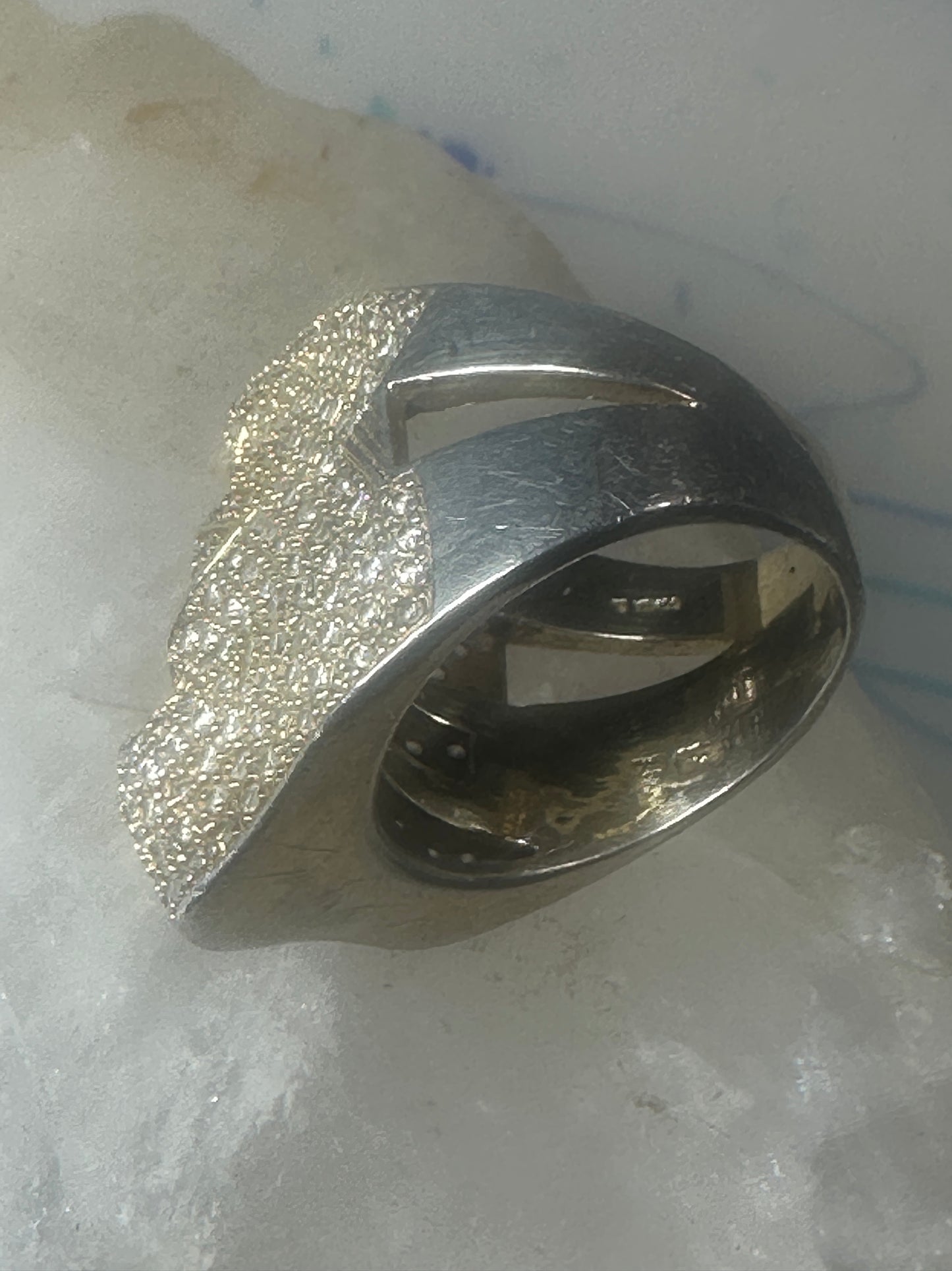 Sonia Bitton ring face band CZ size 8.50 sterling silver women