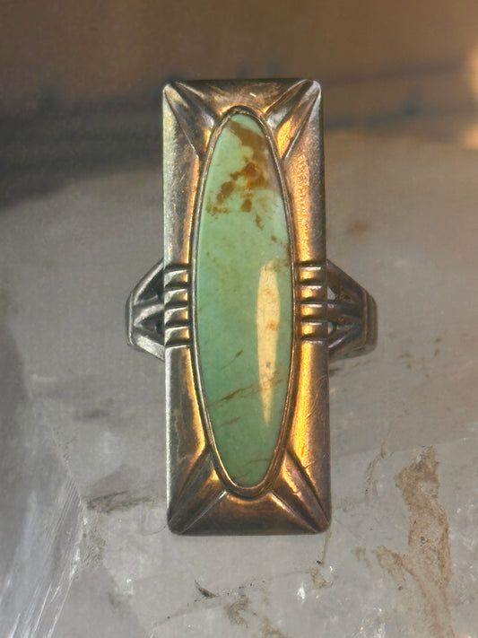 Navajo ring long turquoise size 8.50 sterling silver women resized