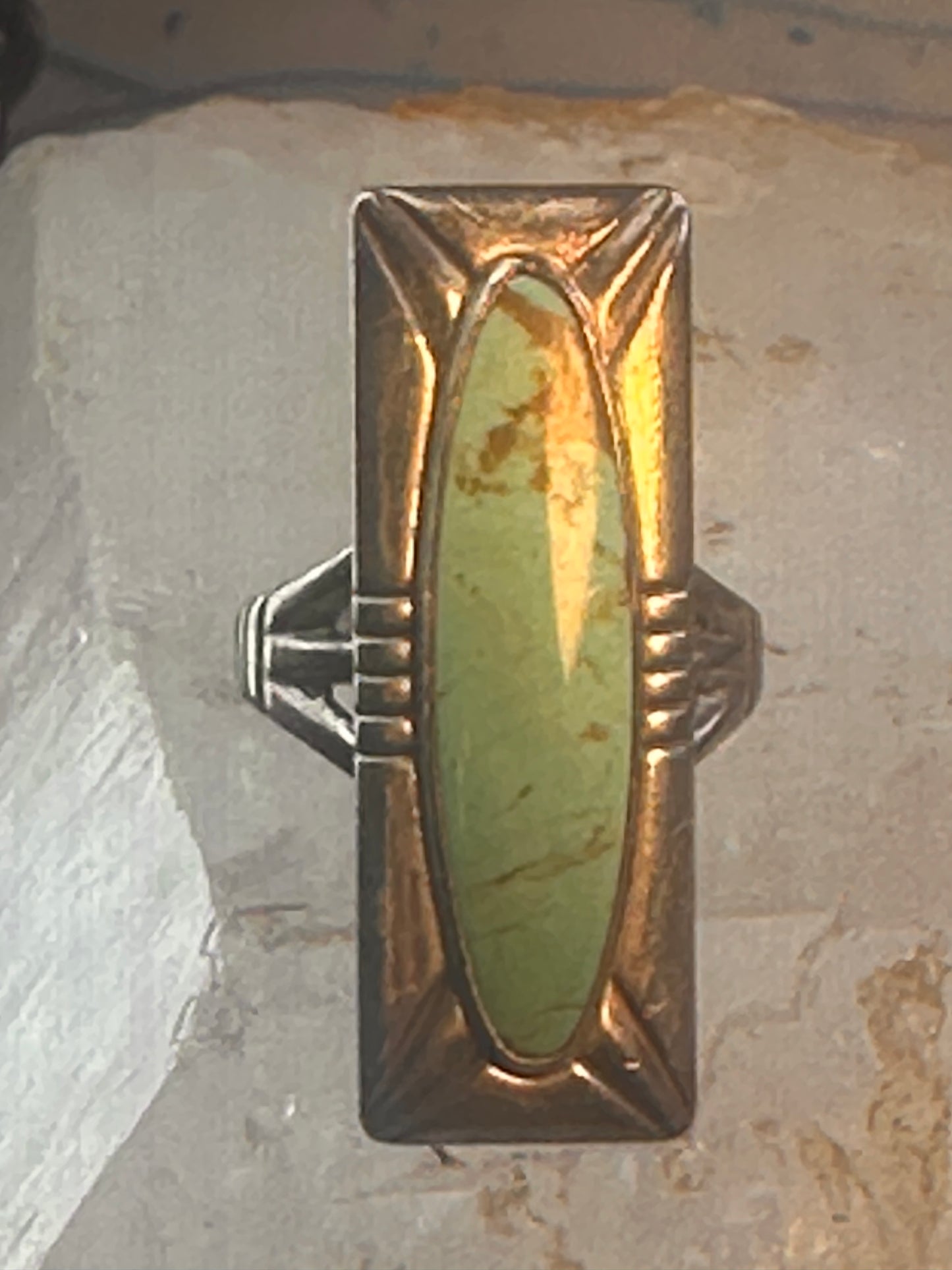 Navajo ring long turquoise size 8.50 sterling silver women resized