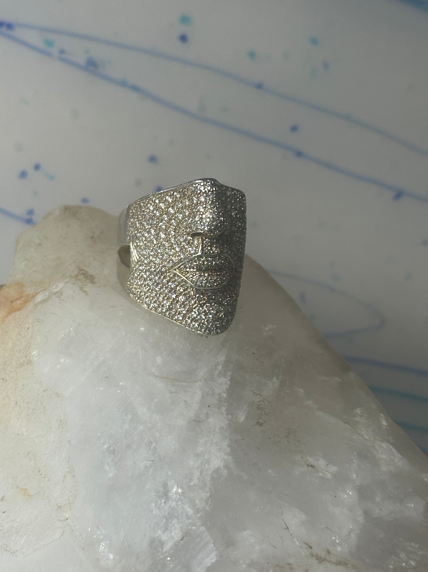 Sonia Bitton ring face band CZ size 8.50 sterling silver women