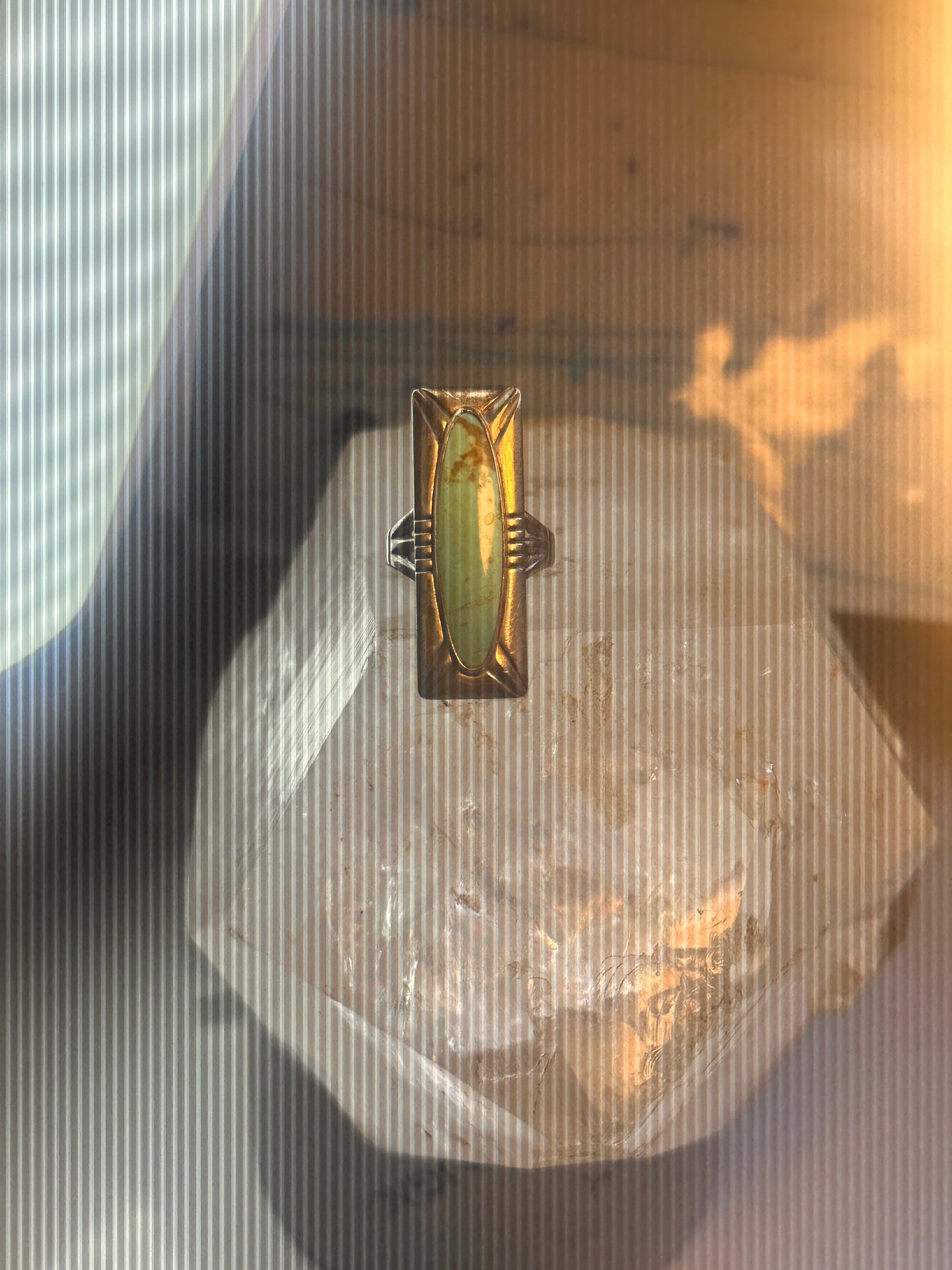 Navajo ring long turquoise size 8.50 sterling silver women resized