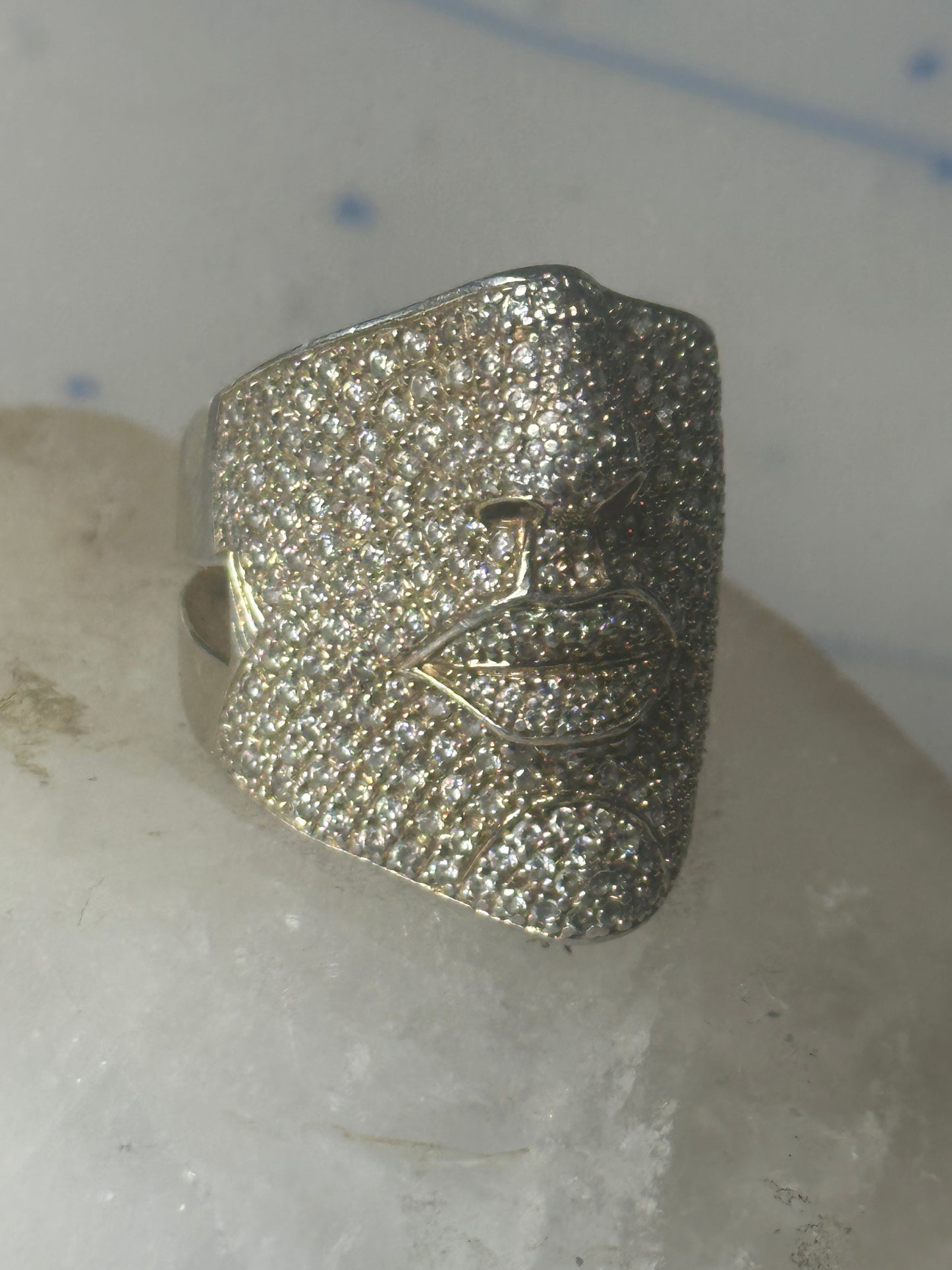 Sonia Bitton ring face band CZ size 8.50 sterling silver women