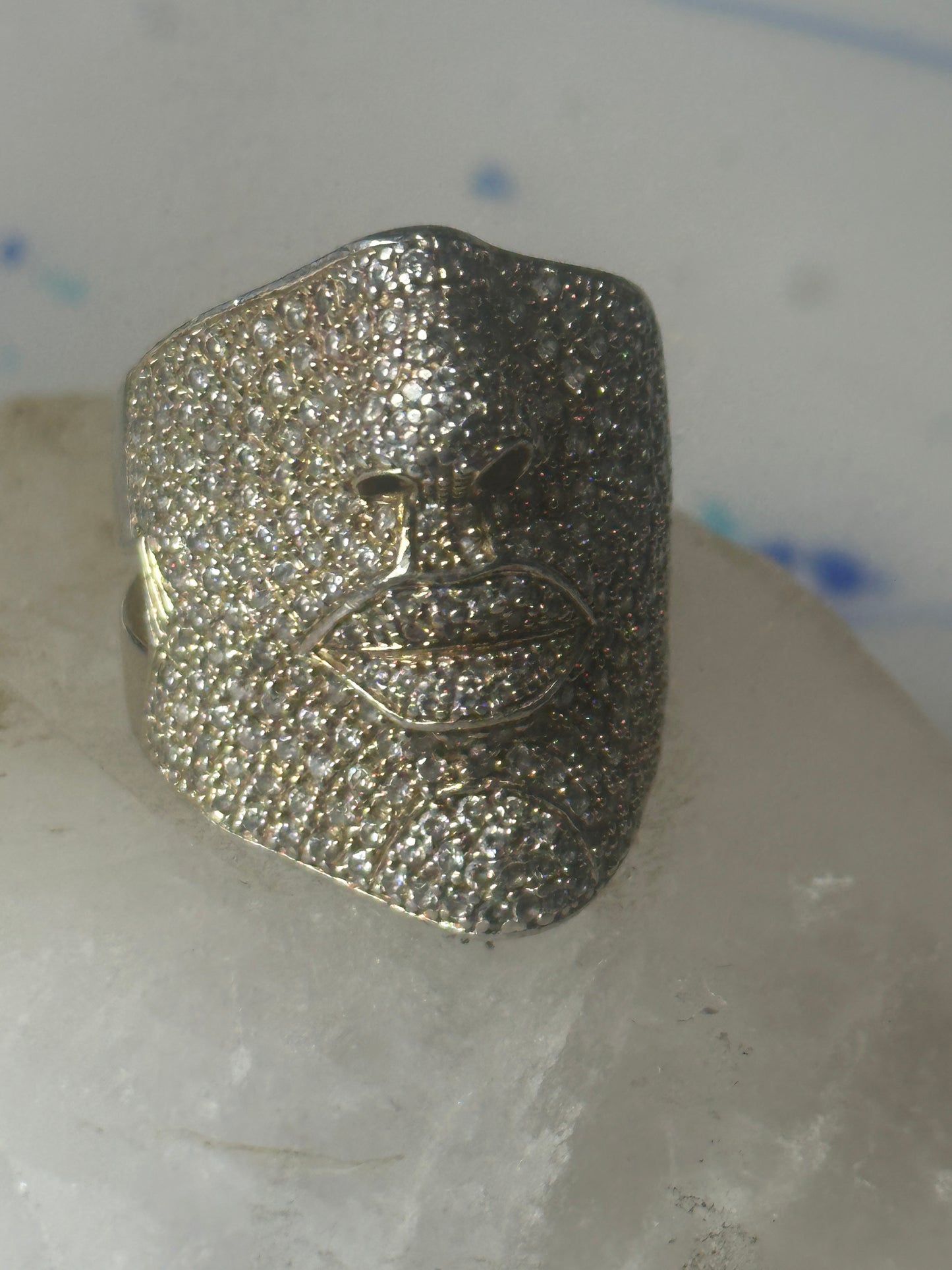 Sonia Bitton ring face band CZ size 8.50 sterling silver women