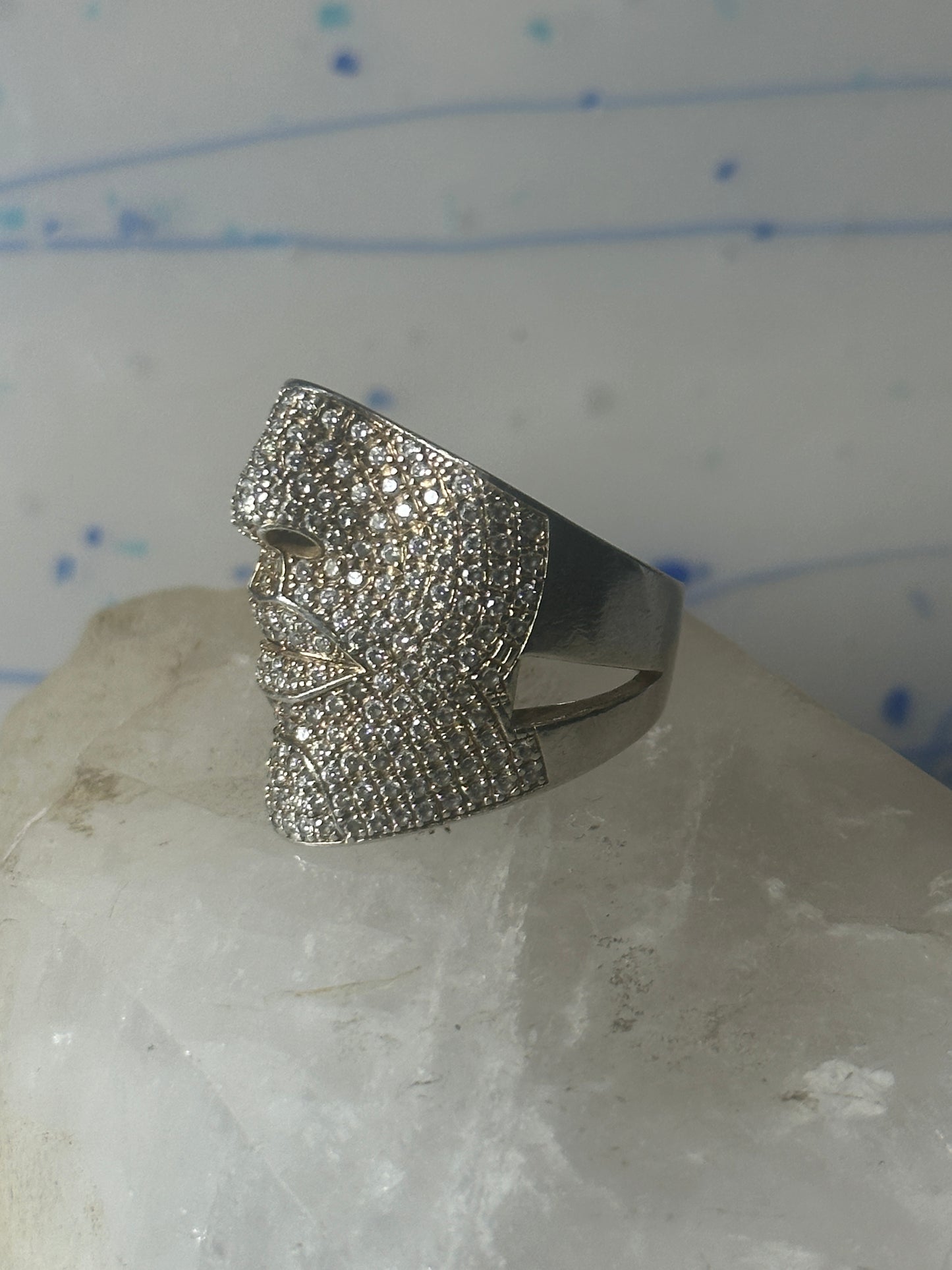 Sonia Bitton ring face band CZ size 8.50 sterling silver women