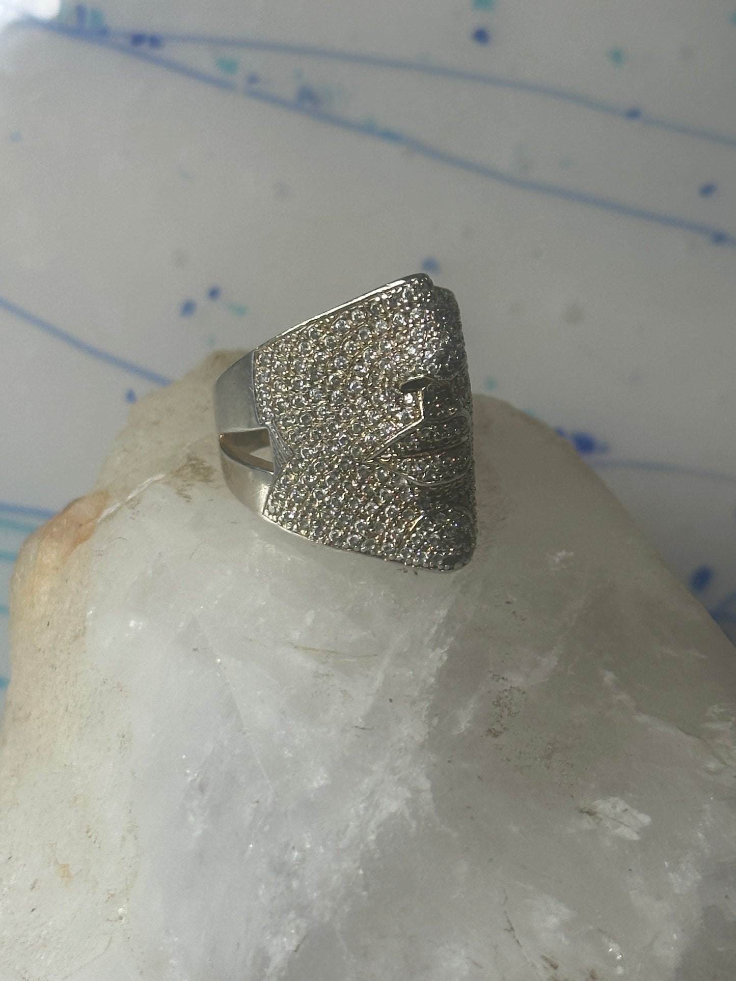 Sonia Bitton ring face band CZ size 8.50 sterling silver women