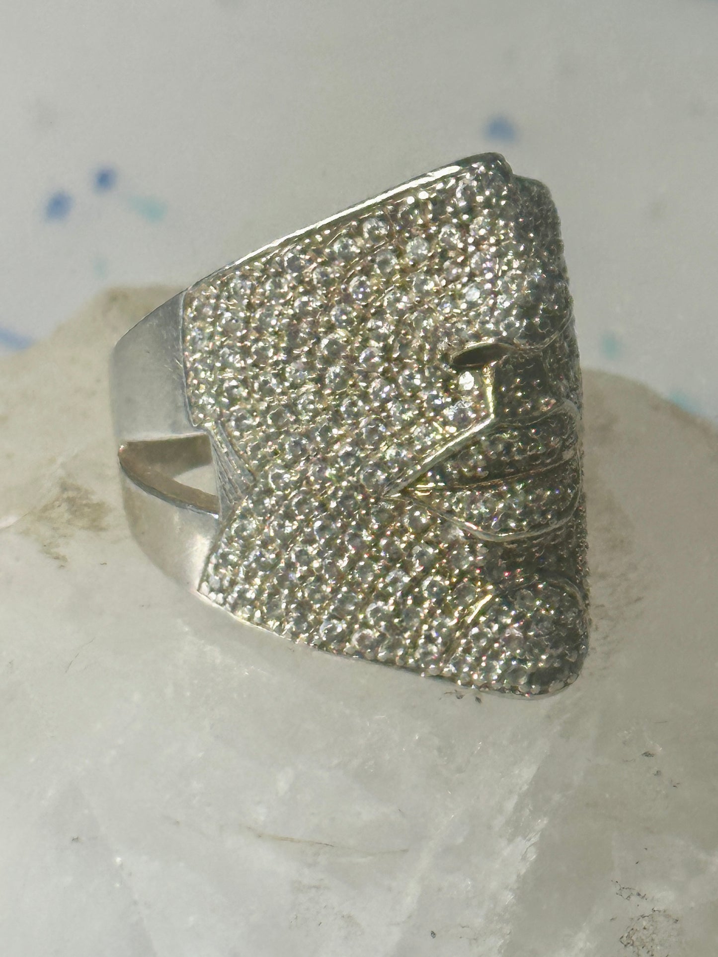 Sonia Bitton ring face band CZ size 8.50 sterling silver women