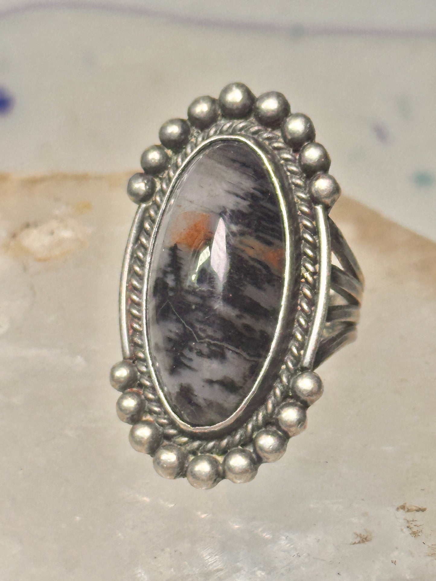Vintage Agate ring Navajo Sunrise Sunset ring size 3 sterling silver women girls pinky