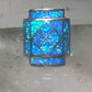 Lab opal ring cigar band size 7 geometric Sterling silver women