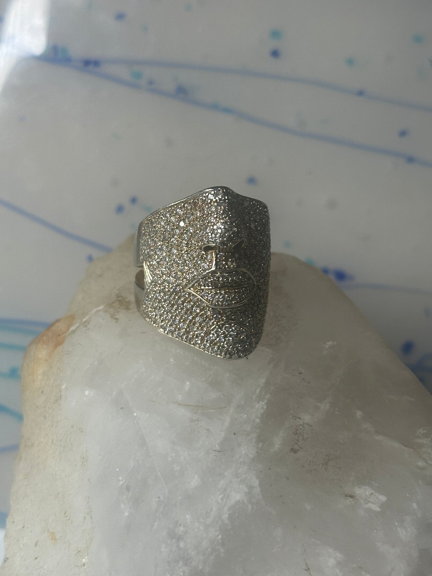 Sonia Bitton ring face band CZ size 8.50 sterling silver women