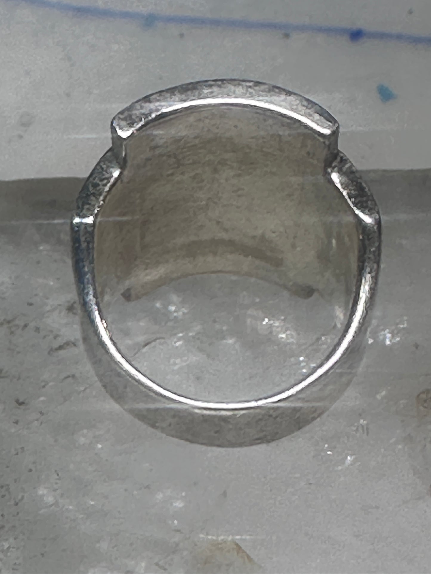 Lab opal ring cigar band size 7 geometric Sterling silver women