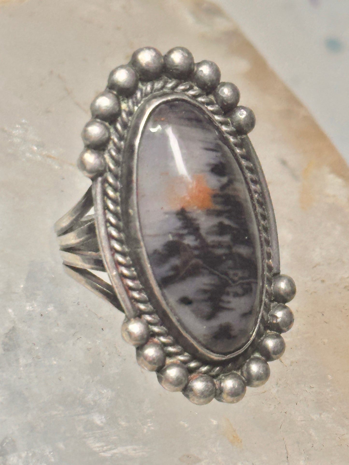 Vintage Agate ring Navajo Sunrise Sunset ring size 3 sterling silver women girls pinky