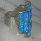 Lab opal ring cigar band size 7 geometric Sterling silver women