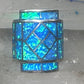 Lab opal ring cigar band size 7 geometric Sterling silver women