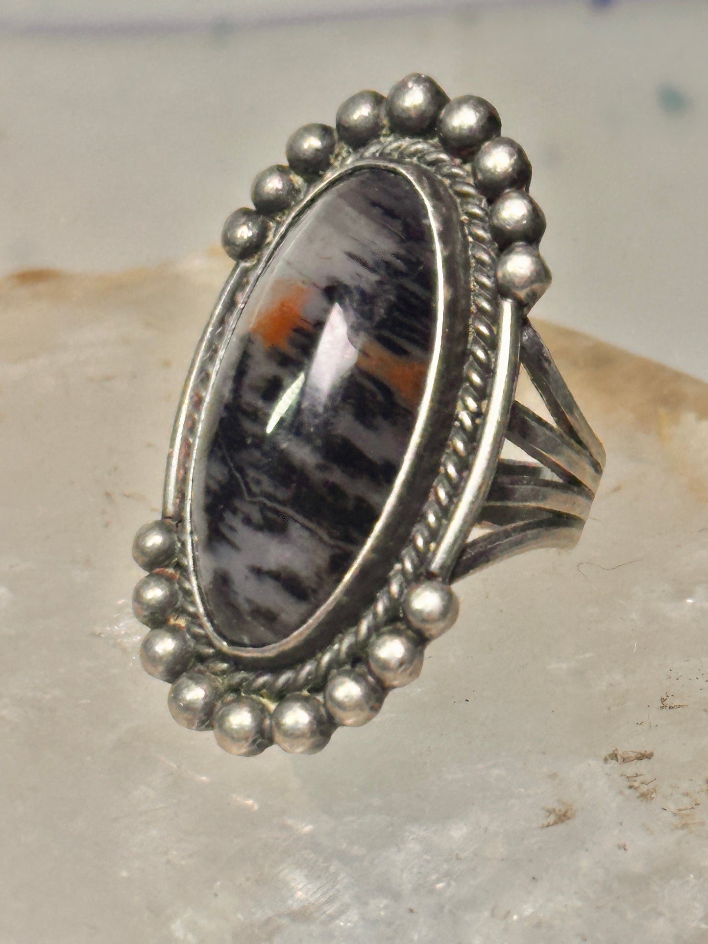 Vintage Agate ring Navajo Sunrise Sunset ring size 3 sterling silver women girls pinky