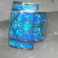 Lab opal ring cigar band size 7 geometric Sterling silver women